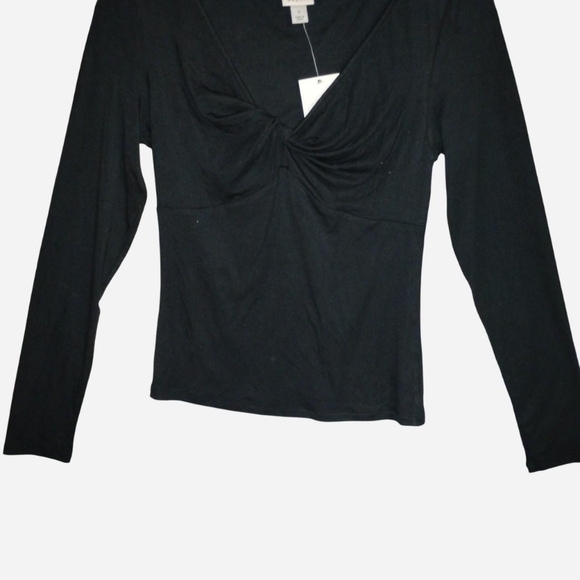 NWT A New Day Black Twist-Front Long Sleeve Top - Size S - Picture 3 of 6